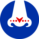 The blue icon with face and drops below the nose