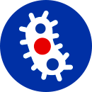 The blue icon with face and drops below the nose