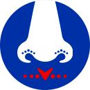 The blue icon with face and drops below the nose