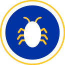 The blue icon with white dust mites