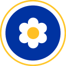 The blue icon with a white flower