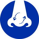 The blue icon with a nose and a red arrow pointing in a circle