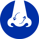 The blue icon with a nose and red arrow pointing down