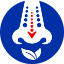 The blue icon with a nose and a red arrow pointing down