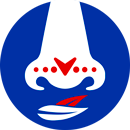 The blue icon with a nose and red arrow pointing down