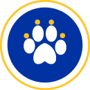The blue icon with white paw