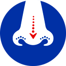 The blue icon with a nose and red arrow pointing down