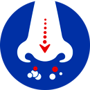 The blue icon with a nose and a red arrow pointing down